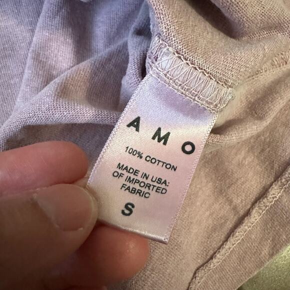 AMO Cropped T-Shirt Blush Pink Cotton Knit Short Sleeve Comfy Y2K - Picture 5 of 7